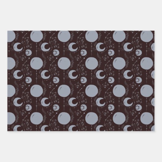 Night Magic Witchy Dark Boho Glam Celestial Geschenkpapier Set (Vorderseite 3)