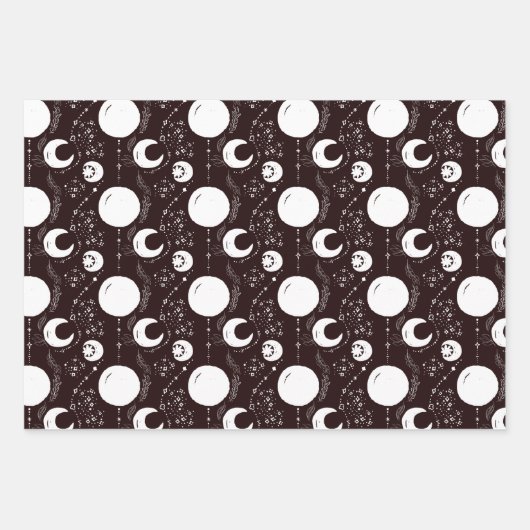 Night Magic Witchy Dark Boho Glam Celestial Geschenkpapier Set (Vorderseite)