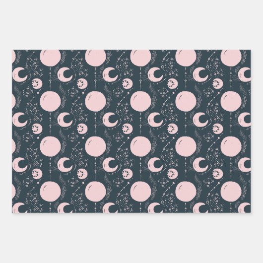 Night Magic Witchy Dark Boho Glam Celestial Pastel Geschenkpapier Set (Vorderseite)