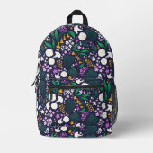 Night Moon Garden Floral Botanisches Muster Bedruckter Rucksack (Vorderseite)