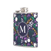 Night Moon Garden Floral Botanisches Muster Flachmann (Links)