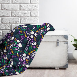 Night Moon Garden Floral Botanisches Muster Fleecedecke
