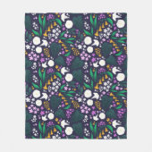 Night Moon Garden Floral Botanisches Muster Fleecedecke (Vorderseite)