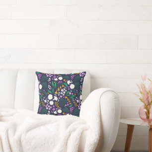 Night Moon Garden Floral Botanisches Muster Kissen