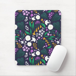 Night Moon Garden Floral Botanisches Muster Mousepad
