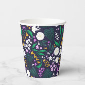 Night Moon Garden Floral Botanisches Muster Pappbecher (Rückseite)