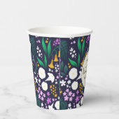 Night Moon Garden Floral Botanisches Muster Pappbecher (Rechts)