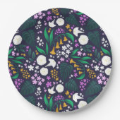 Night Moon Garden Floral Botanisches Muster Pappteller (Vorderseite)