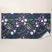 Night Moon Garden Floral Botanisches Muster Strandtuch (Vorderseite)