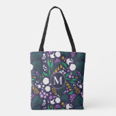 Night Moon Garden Floral Botanisches Muster Tasche (Rückseite)