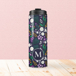 Night Moon Garden Floral Botanisches Muster Thermosbecher