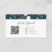 Night Moon Garden Floral Botanisches Muster Visitenkarte (Rückseite)