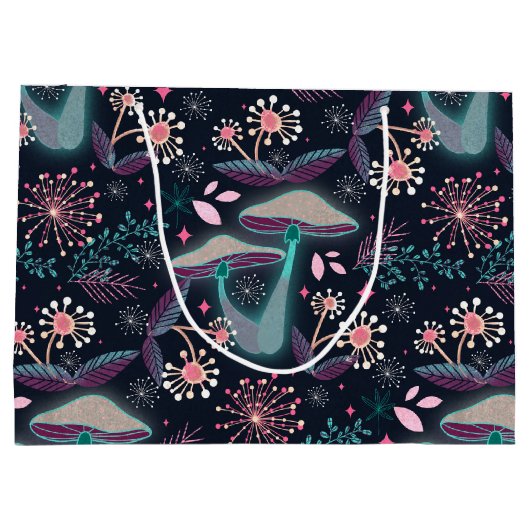 Night Mushroom Garden Große Geschenktüte (Rückseite)