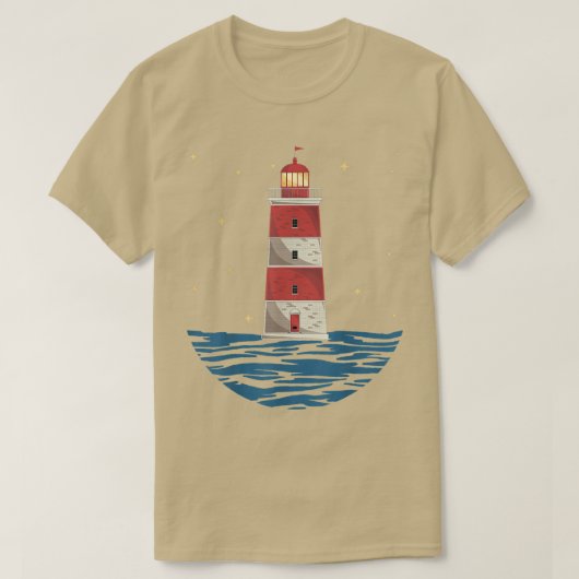 Night Nautical Ocean Sea Lighthouse T-Shirt (Design vorne)