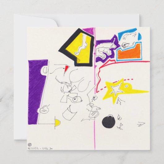 Night & Nickerchen Zeichnungen 2 Cat Smile Square  Einladung (Vorderseite)