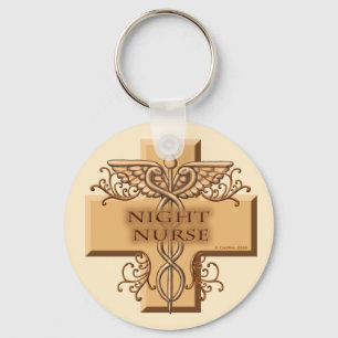 Night Nurse Cross Caduceus Schlüsselanhänger