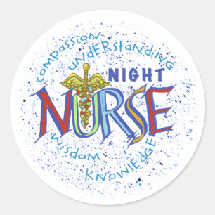 Night Nurse Motto Runder Aufkleber