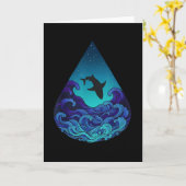 Night Ocean Shark Silhouette Teardrop Starry Sea Karte (Gelbe Blume)