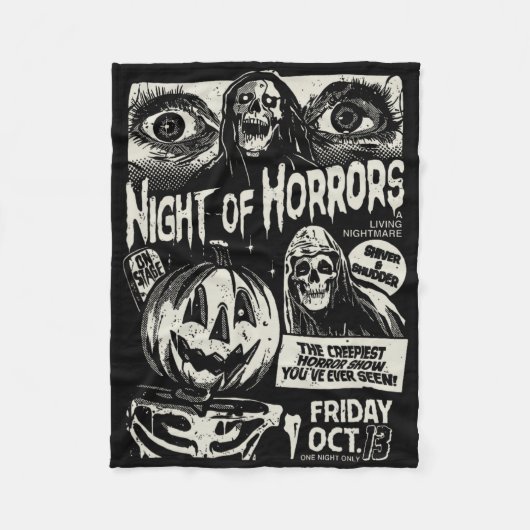 Night of Horrors Spooky Skeleton Kürbislaterne Ha Fleecedecke (Vorderseite)