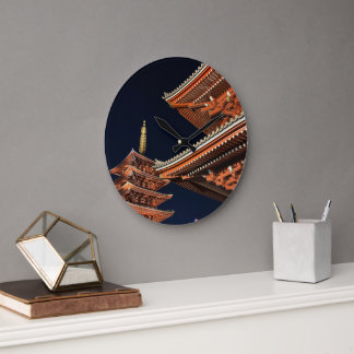 Night of Kaminarimon in Tokyo Japan Große Wanduhr