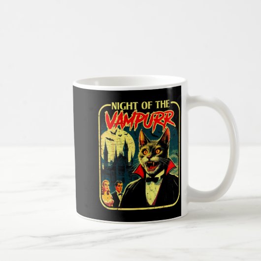 Night Of The Vampurr Funny Cat Halloween Kaffeetasse (Rechts)