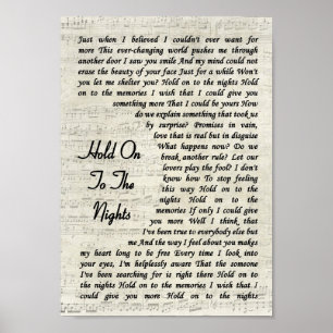 Night On Song Lyric Vintages Script Poster