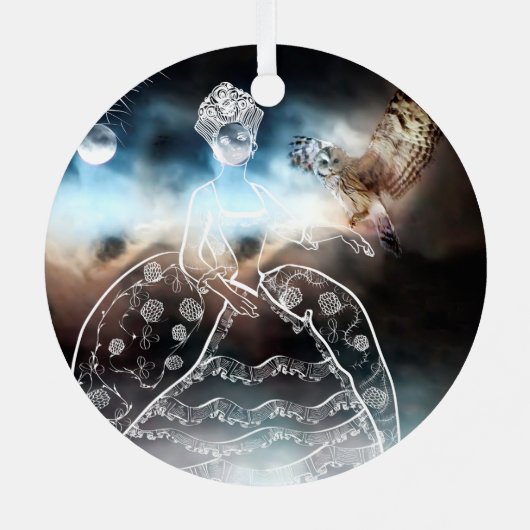 Night Owl and Lady Ornament Aus Metall (Rückseite)