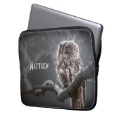 Night Owl Foto Monogram Laptop Sleeve (Vorderseite Links)