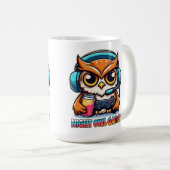 Night Owl Gamer Mascot Fun Gaming Illustration Kaffeetasse (VorderseiteRechts)
