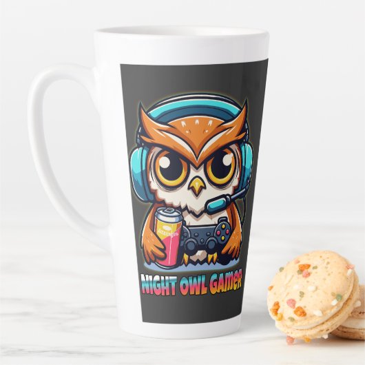 Night Owl Gamer Mascot Fun Gaming Illustration Milchtasse (Beispiel)