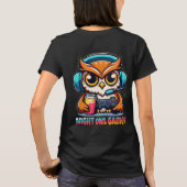 Night Owl Gamer Mascot Fun Gaming Illustration T-Shirt (Rückseite)