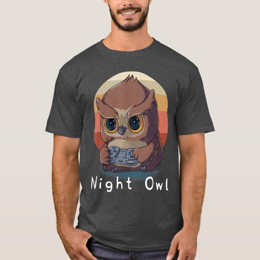 Night Owl Gaming Enthusiast Video Game Lover Gamin T-Shirt (Vorderseite)