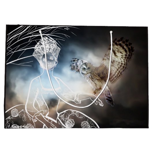 Night Owl Große Geschenktüte (Rückseite)