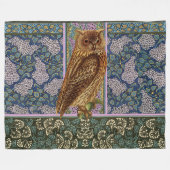 NIGHT OWL, LILLACS UND BLÄTTER Art Nouveau Floral Fleecedecke (Vorderseite (Horizontal))