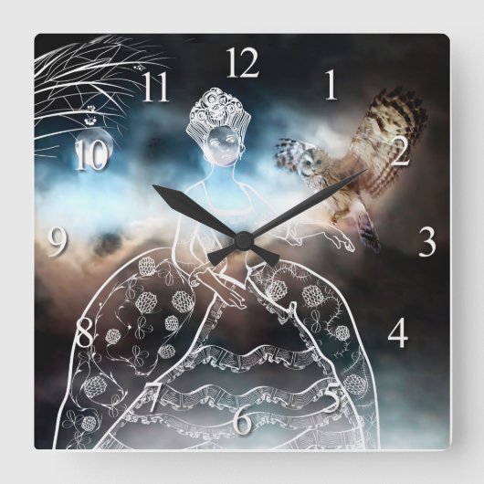 Night Owl Quadratische Wanduhr (Vorderseite)