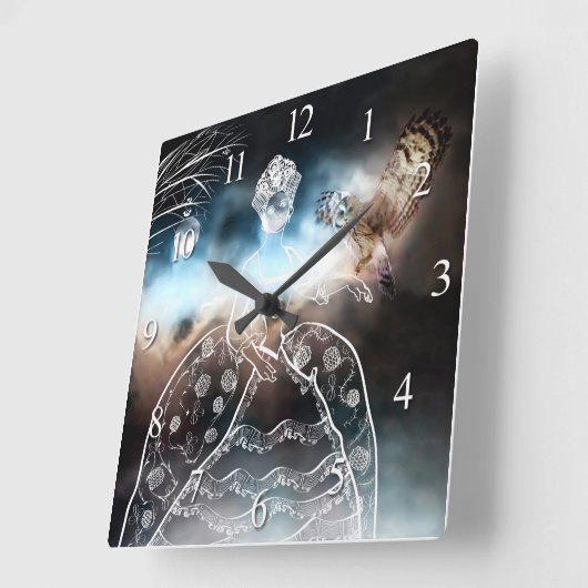 Night Owl Quadratische Wanduhr (Winkel)