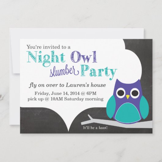 Night Owl Slumber Party Einladung (Vorderseite)