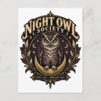Night Owl Society Vintage Eule Mond