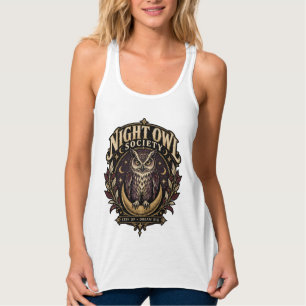 Night Owl Society Vintage Eule Mond Tank Top