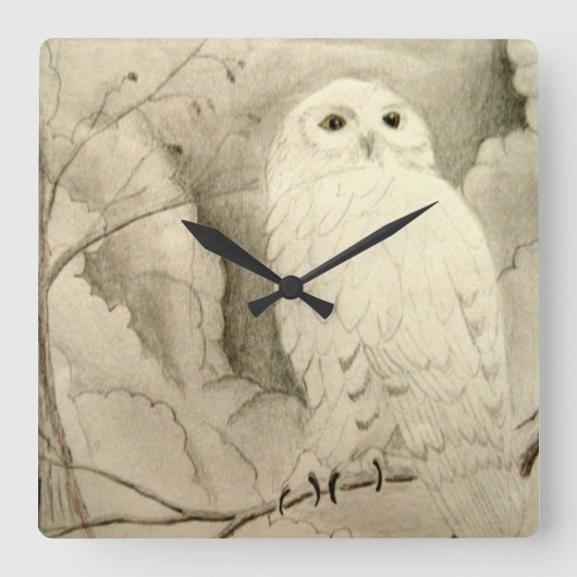 Night Owl Wall Clock Quadratische Wanduhr (Vorderseite)
