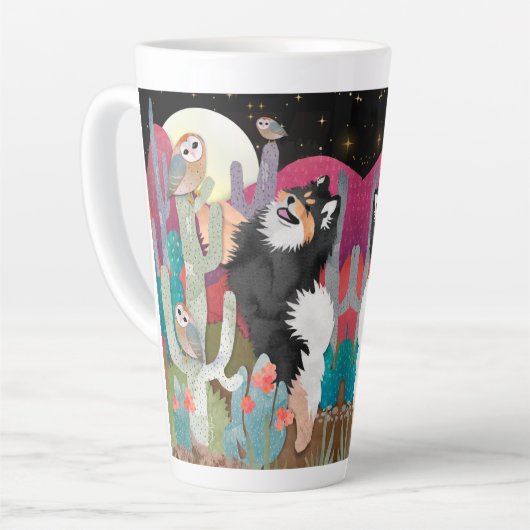 NIGHT OWLS Finnischer Lapphund Latte Tasse (Linke Ecke)