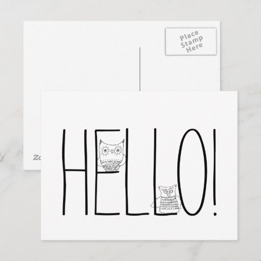 Night Owls Hello Postkarte (Vorne/Hinten)