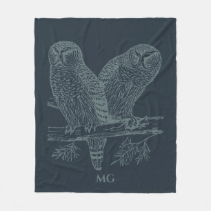Night Owls Illustration Fleece Blanket