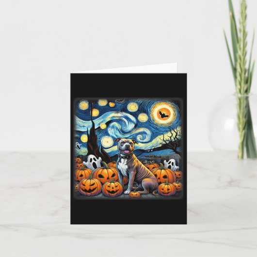 Night Pitbull Halloween Karte (Vorderseite)