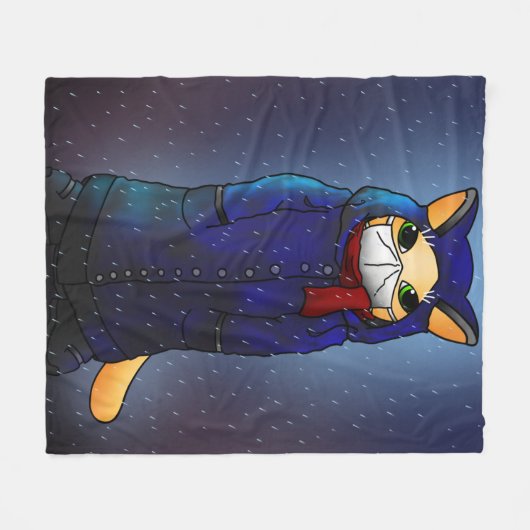 Night Rain Face Mask Cat Fleecedecke (Vorderseite (Horizontal))