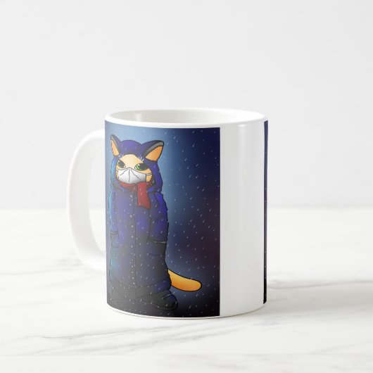 Night Rain Face Mask Cat Kaffeetasse (Vorderseite Links)