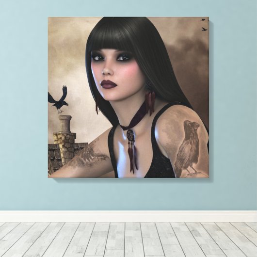 Night Raven Leinwanddruck (Insitu (Holzboden))