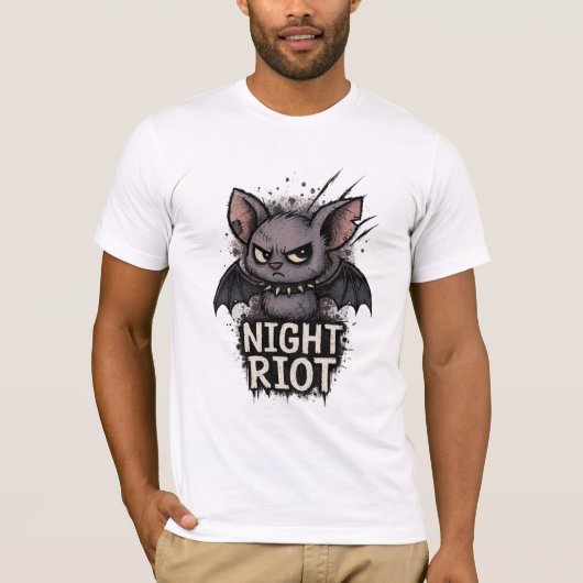 Night Riot – Grunge Emo Bat Illustration T-Shirt (Vorderseite)