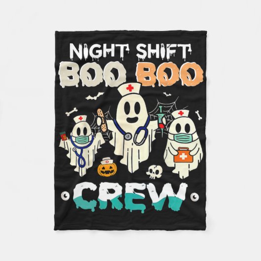 Night Shift Boo Crew Nurse Ghost Halloween Nur Fleecedecke (Vorderseite)