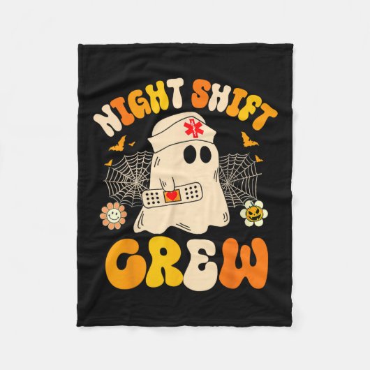 Night Shift Crew Ghost Halloween Nurse Funny Fleecedecke (Vorderseite)